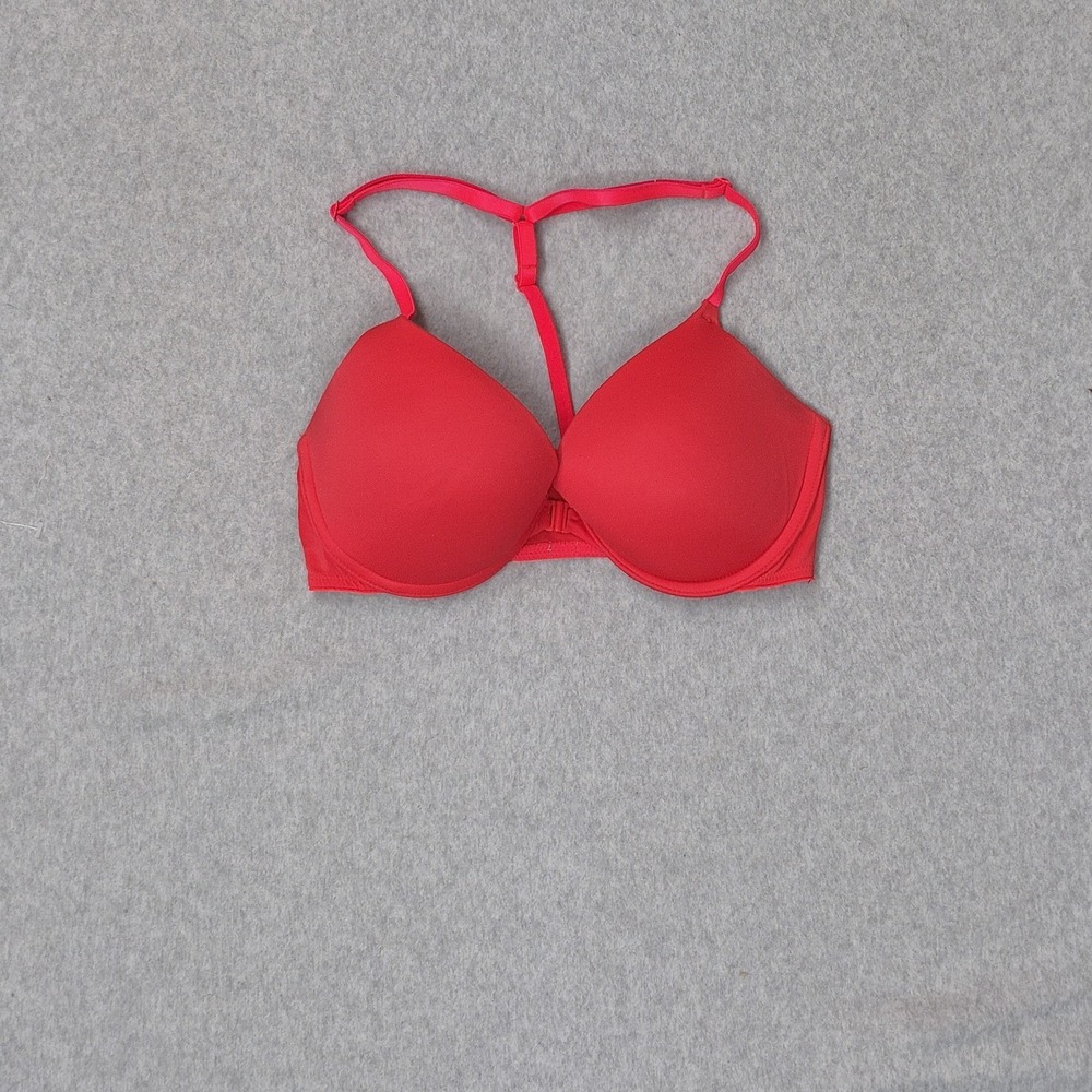 PINK Victoria's Secret Women Bra 32D Red‎ Wear Everywhere Push Up Front Closure